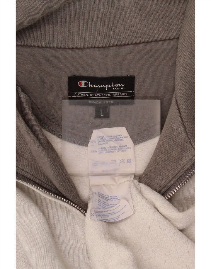 Felpa Champion da uomo con collo con zip grafica, maglione grande, cotone grigio
