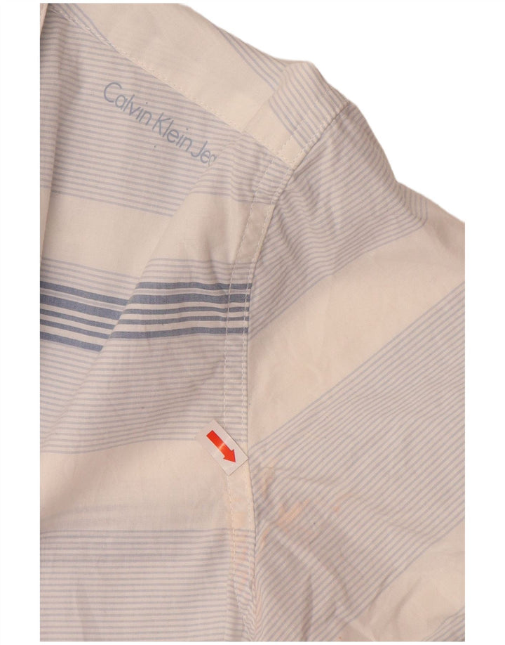 CALVIN KLEIN JEANS Camicia Uomo Manica Corta Cotone Rigato Blu Medio