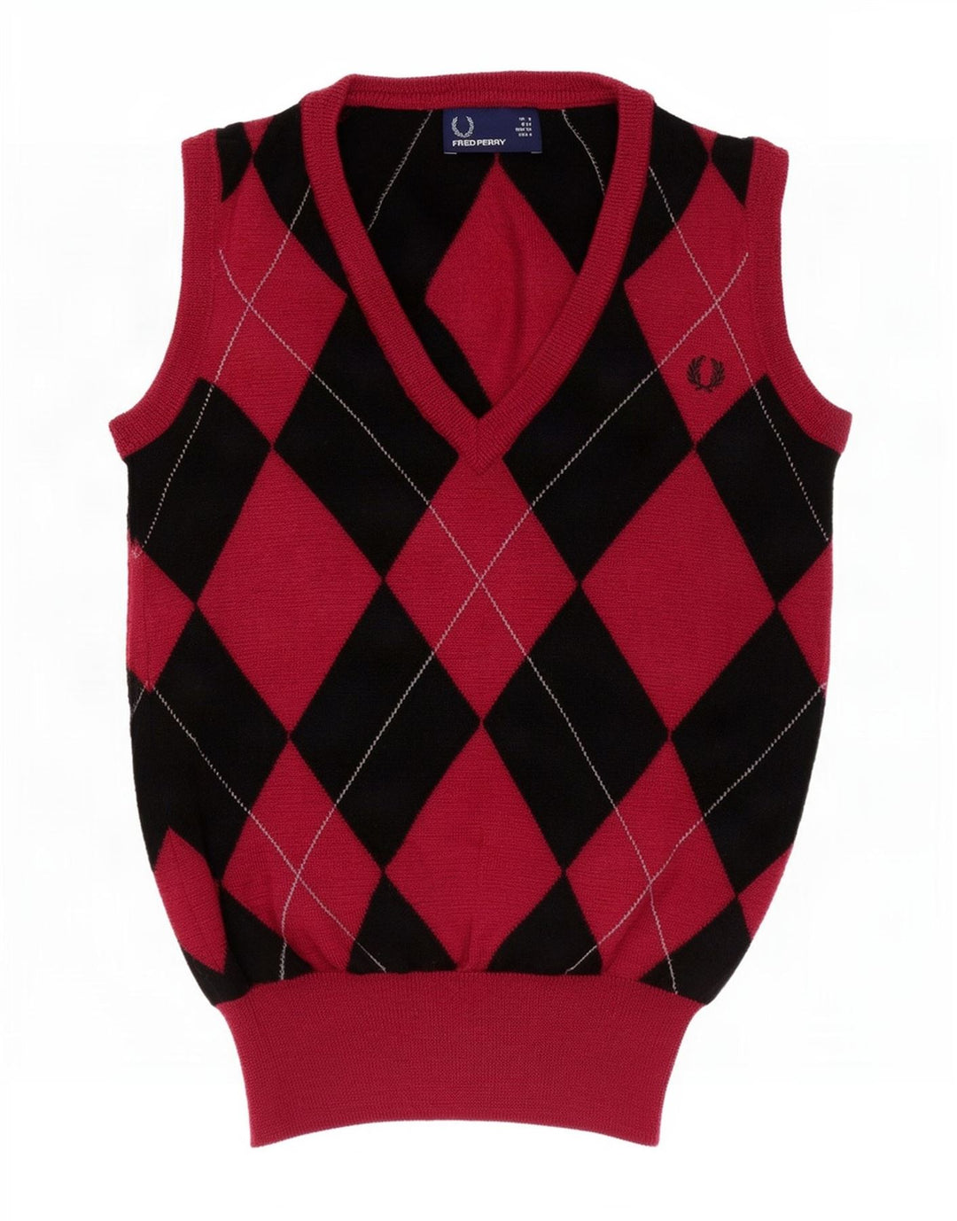 Canottiera da donna Fred Perry UK 8 Small Red Argyle/Diamond Wool