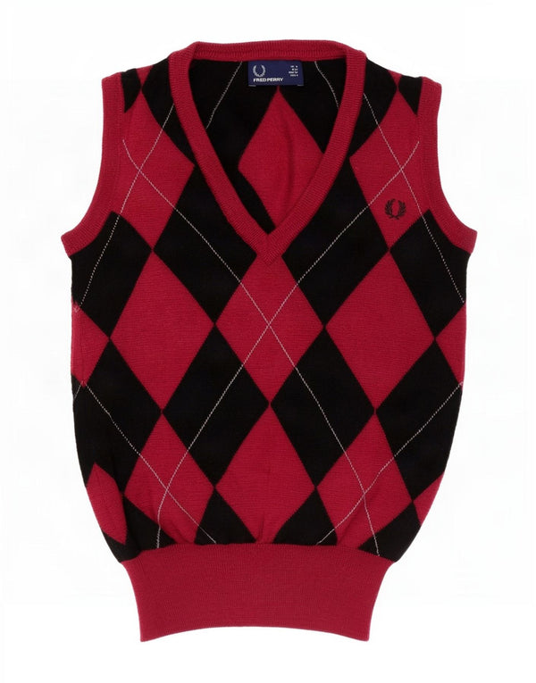 Canottiera da donna Fred Perry UK 8 Small Red Argyle/Diamond Wool
