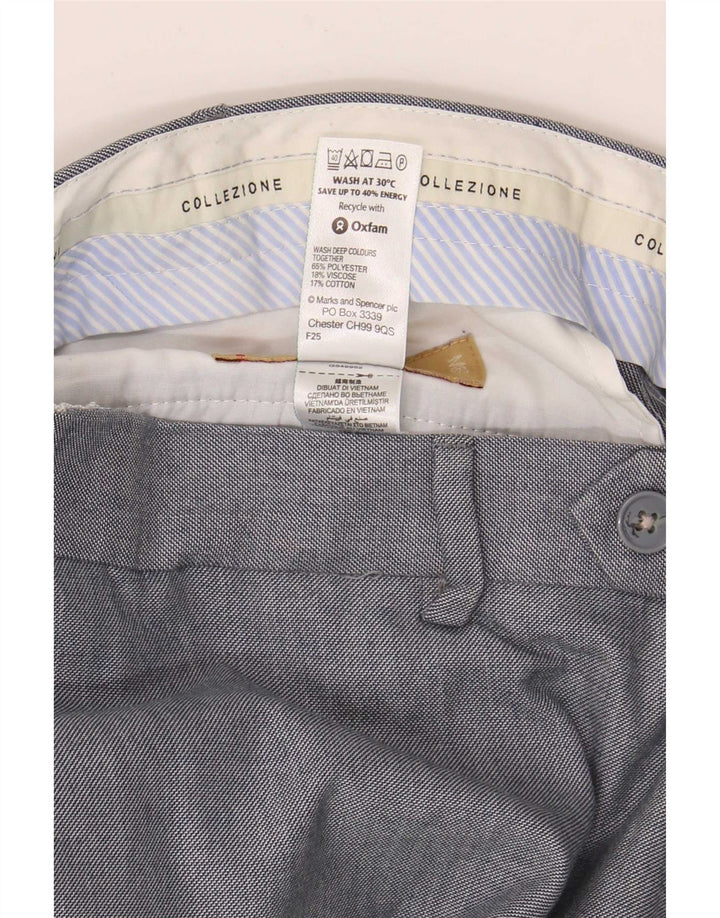 Pantaloni da abito dritti da uomo Marks & Spencer W38 L29 poliestere blu