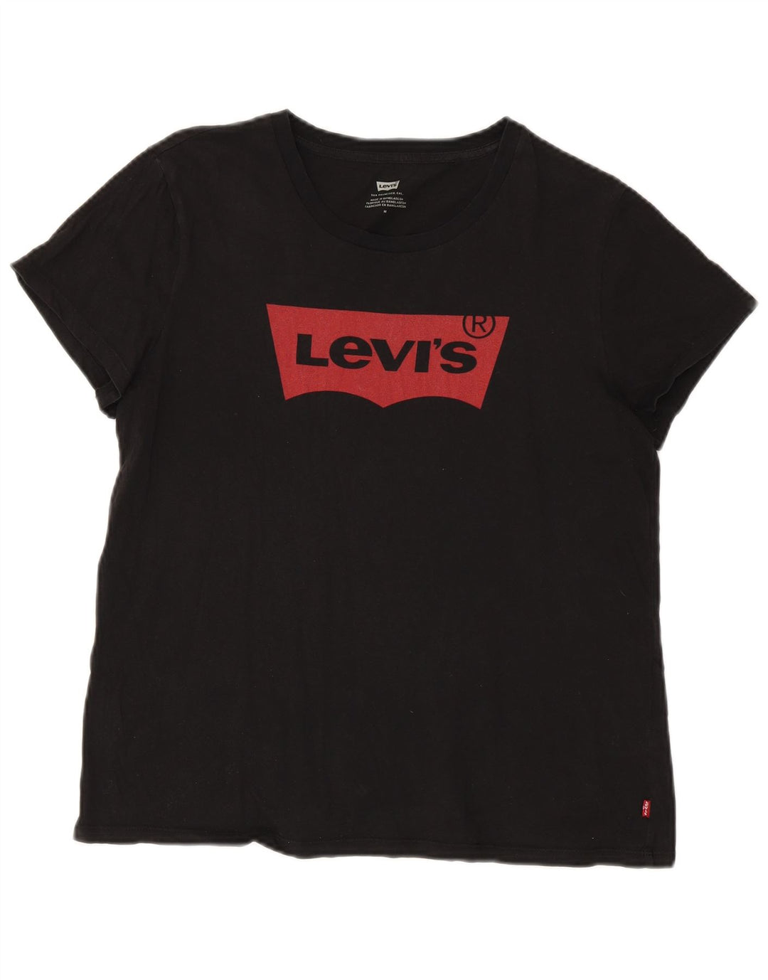 Levi's T-shirt grafica oversize da donna Top UK 14 cotone nero medio
