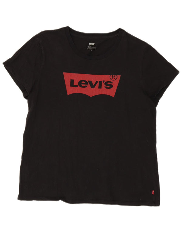 Levi's T-shirt grafica oversize da donna Top UK 14 cotone nero medio