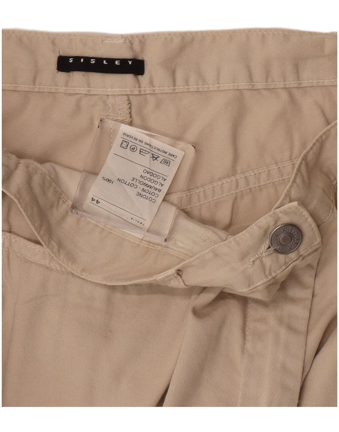 Pantaloni Capri affusolati da donna Sisley IT 44 Medio W28 L22 Cotone beige
