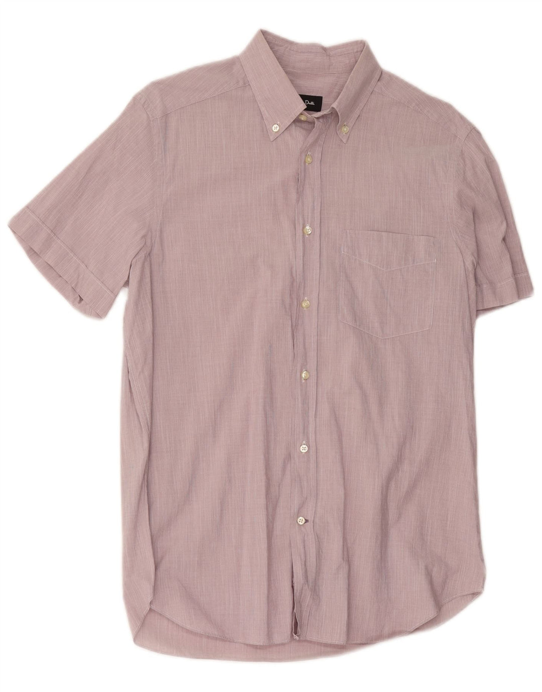 Camicia da uomo a maniche corte Massimo Dutti in cotone gessato rosa medio
