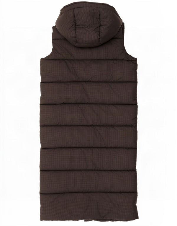 Gilet imbottito con cappuccio lungo da uomo Superdry UK 14 nylon medio nero a quadri
