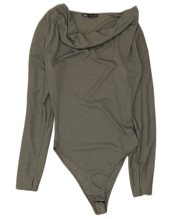 Body a maniche lunghe da donna Zara UK 8 Small verde