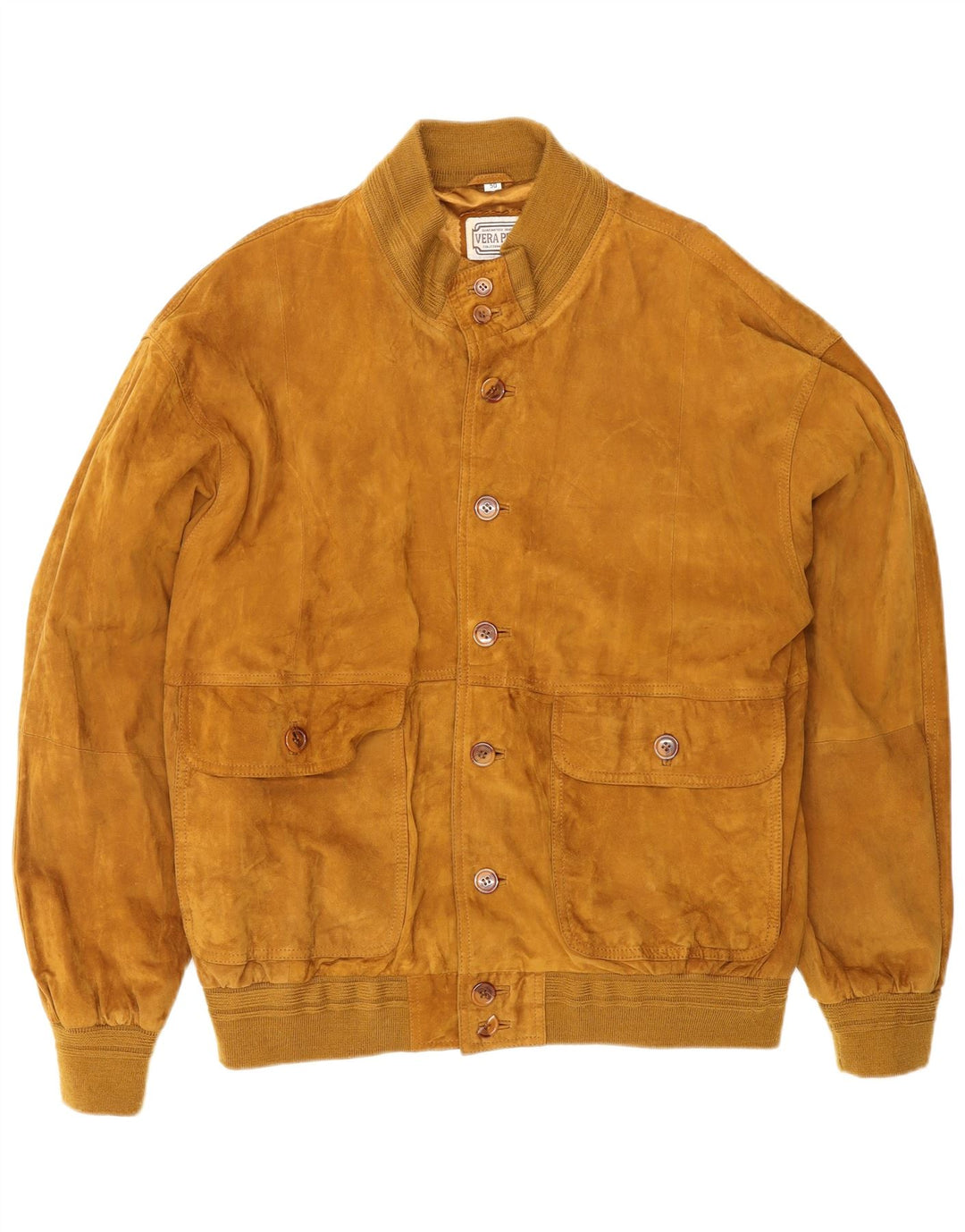 Giubbotto bomber in pelle scamosciata da uomo VINTAGE IT 50 Large in pelle marrone