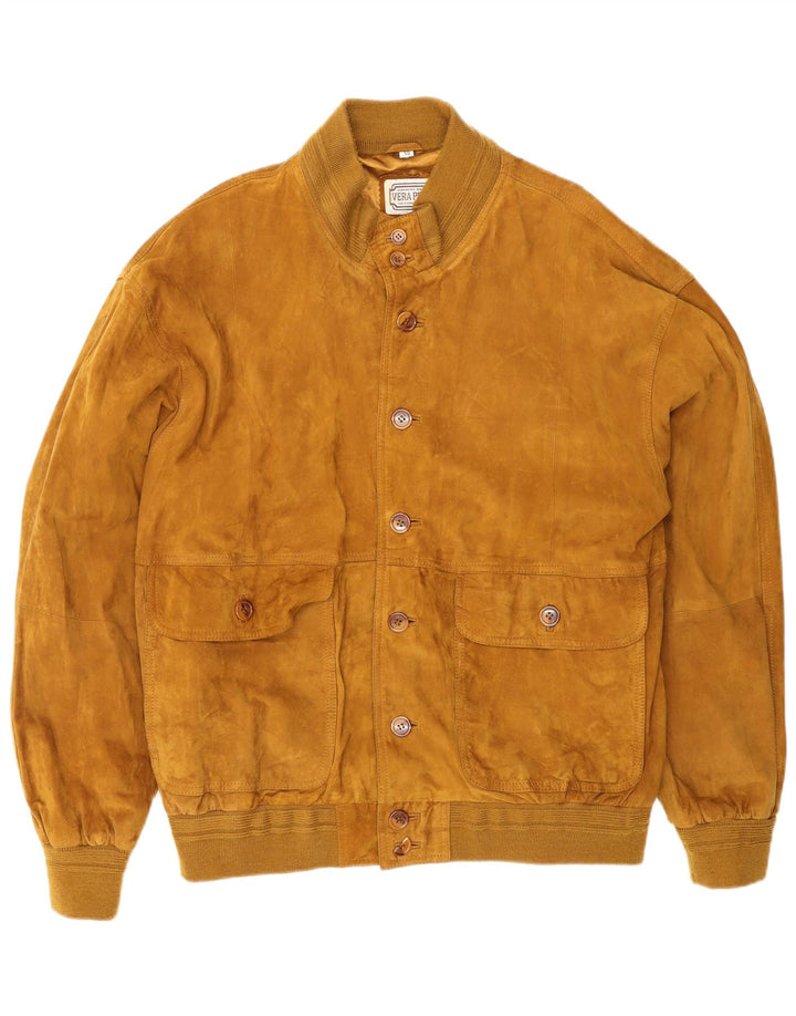Giubbotto bomber in pelle scamosciata da uomo VINTAGE IT 50 Large in pelle marrone