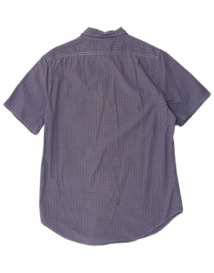 Camicia a maniche corte da uomo Ralph Lauren in cotone a quadri blu medio
