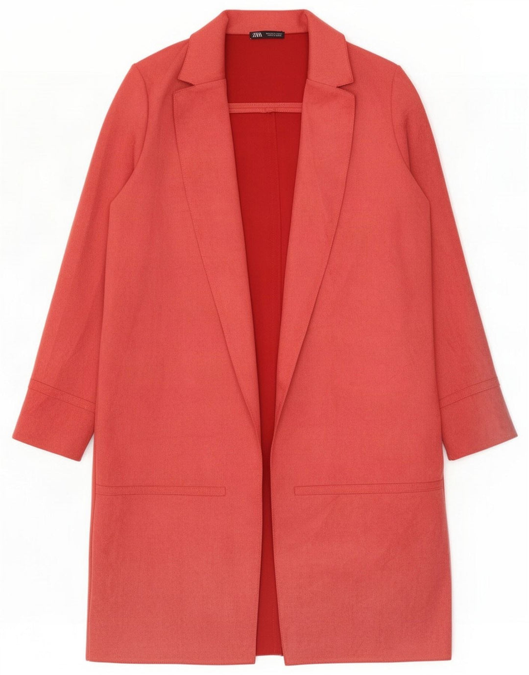 Zara Giacca blazer aperta da donna con linea lunga UK 12 Large Rosa Poliestere