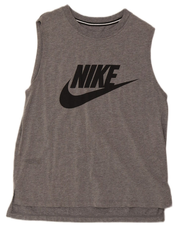 Canotta grafica da uomo Nike in cotone chiazzato grigio medio