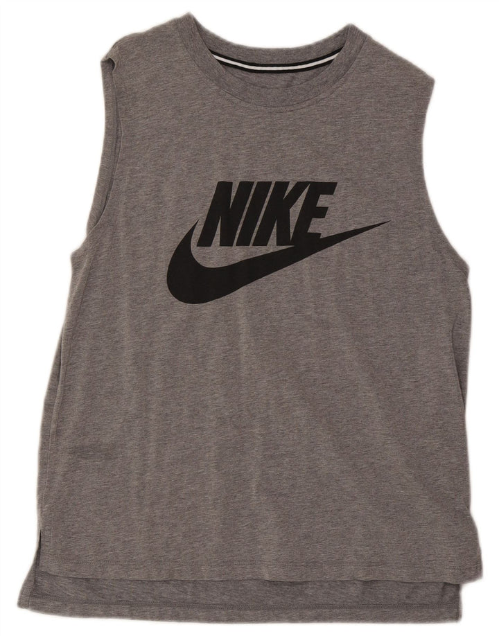 Canotta grafica da uomo Nike in cotone chiazzato grigio medio