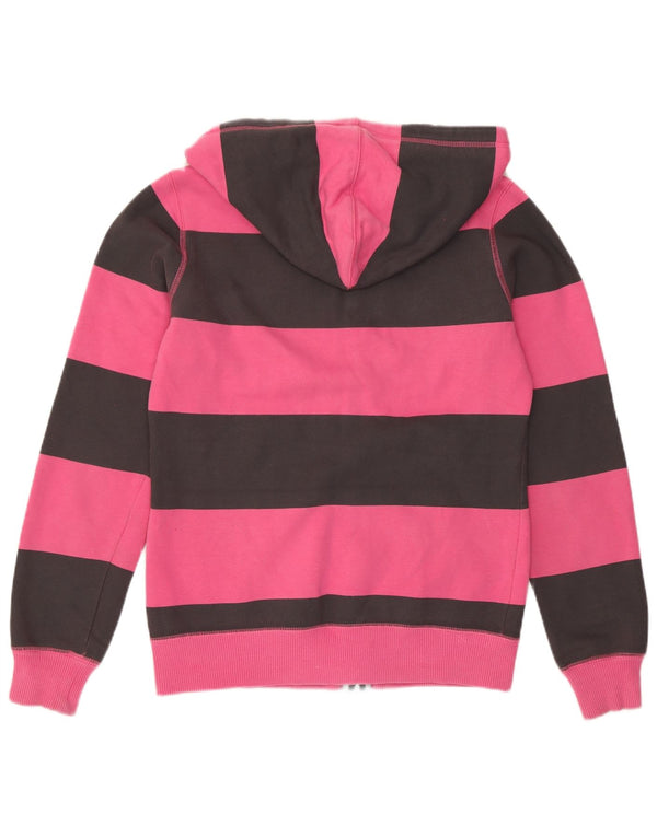 Nike Womens Zip Hoodie Sweater UK 10 Small Pink Striped Cotton