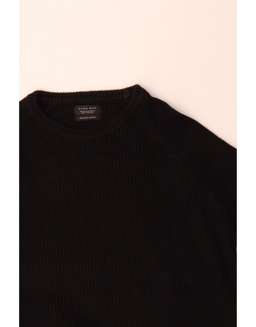 Maglione Zara da uomo con scollo a barca in cotone nero medio
