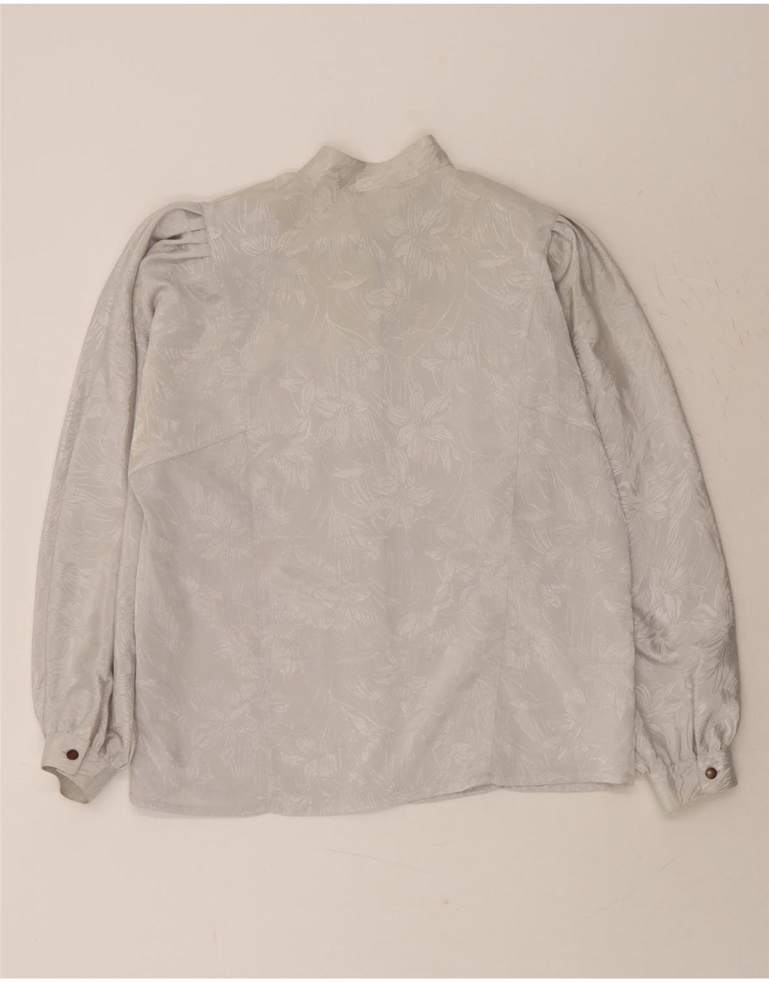 YESSICA Womens Bow Tie Shirt Blouse EU 42 Large Grey Floral Polyester Vintage Yessica and Second-Hand Yessica from Messina Hembry 