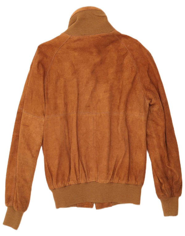 Giubbotto bomber in pelle scamosciata da uomo VINTAGE IT 50 Large in pelle beige