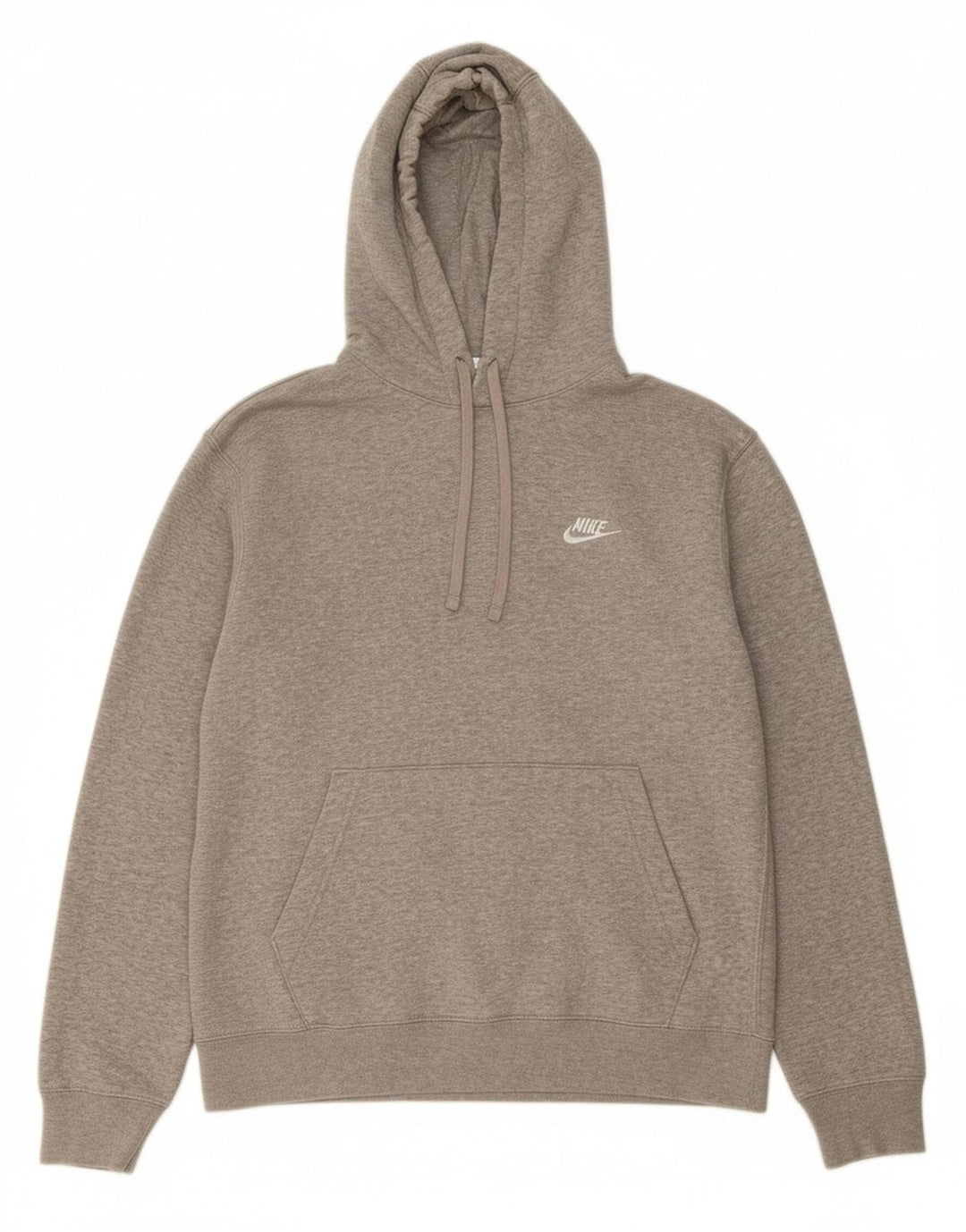 NIKE Mens Hoodie Jumper Large Grey Cotton