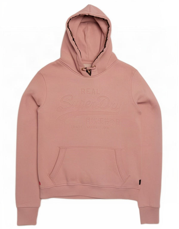 Felpa con cappuccio grafica da donna Superdry UK 12 cotone rosa medio