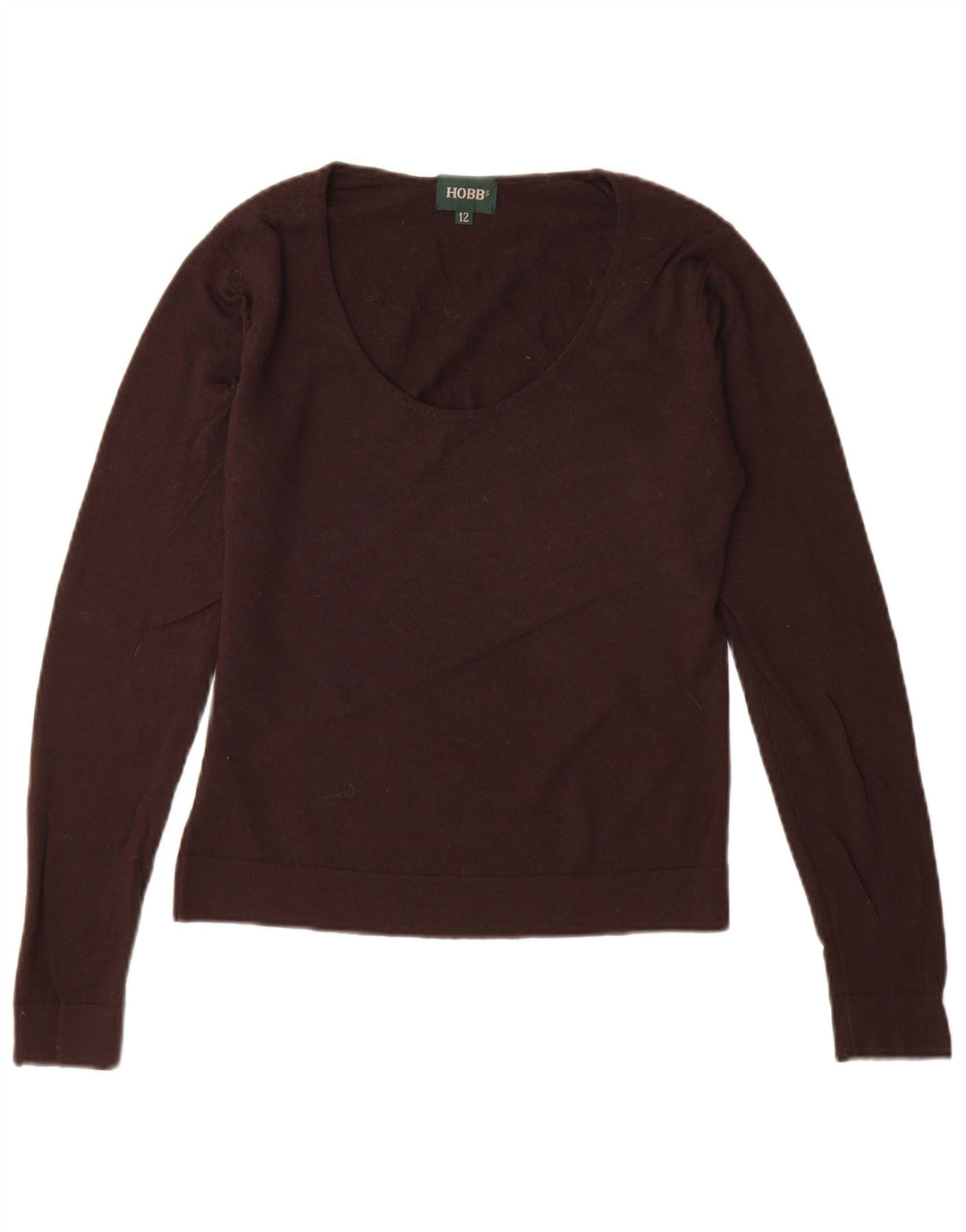 HOBBS Maglione da donna con scollo a barchetta UK 12 Lana nuova marrone medio