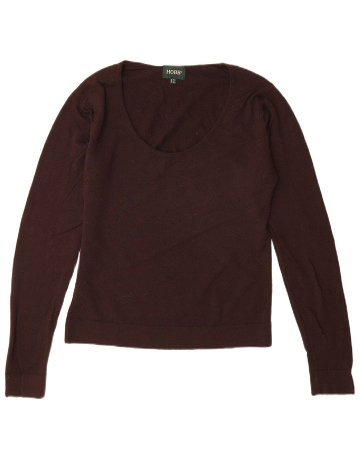 HOBBS Maglione da donna con scollo a barchetta UK 12 Lana nuova marrone medio