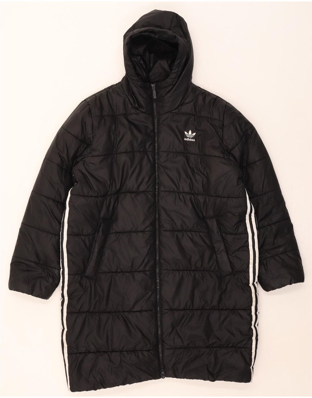 Cappotto imbottito con cappuccio da donna Adidas UK 16/18 grande poliestere nero
