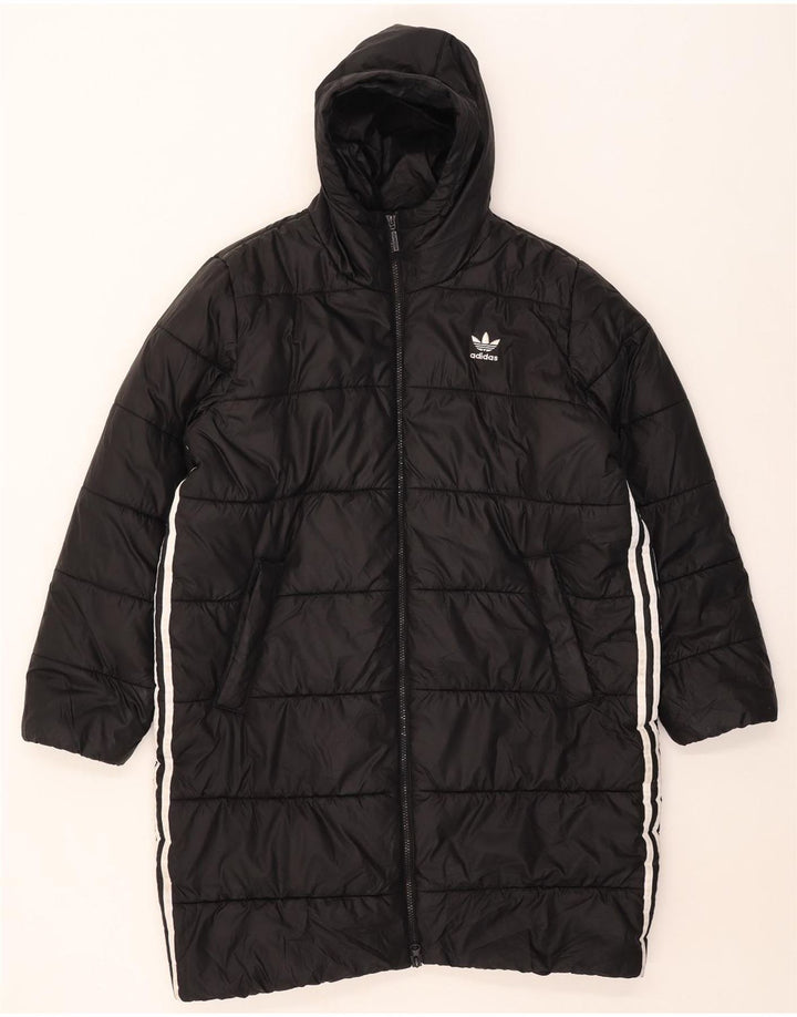 Cappotto imbottito con cappuccio da donna Adidas UK 16/18 grande poliestere nero