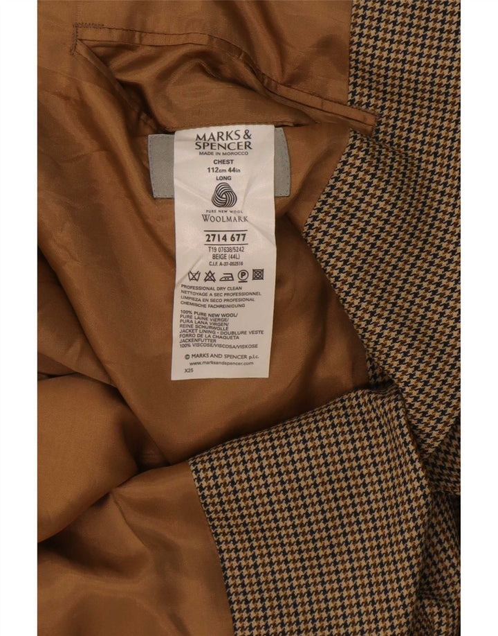 Giacca blazer lunga a 2 bottoni da uomo Marks & Spencer UK 44 XL Pied de poule beige
