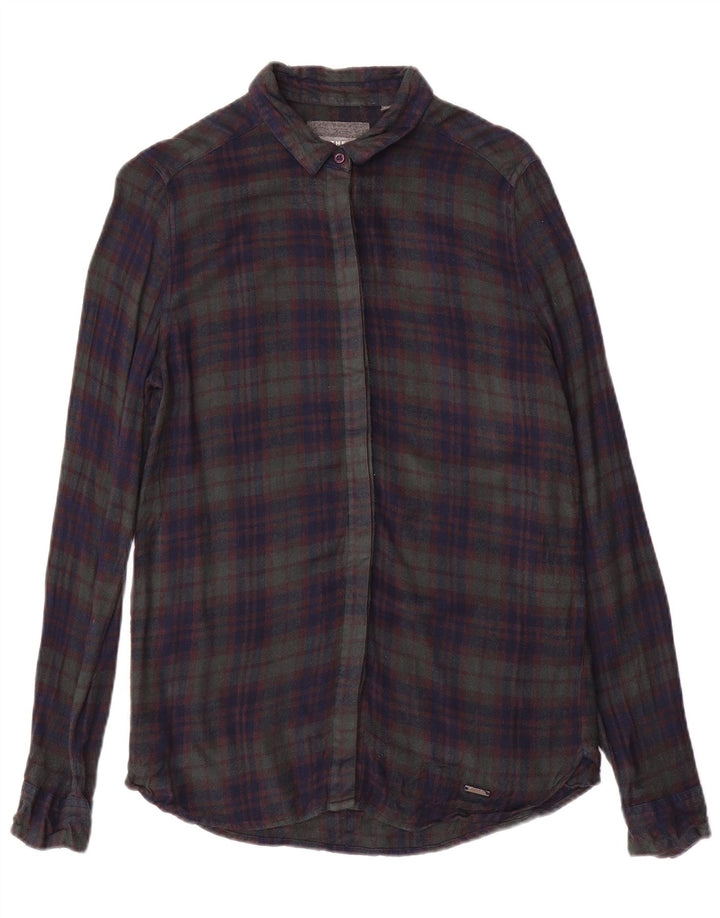 Camicia di flanella da donna Superdry UK 6 XS blu navy a quadri