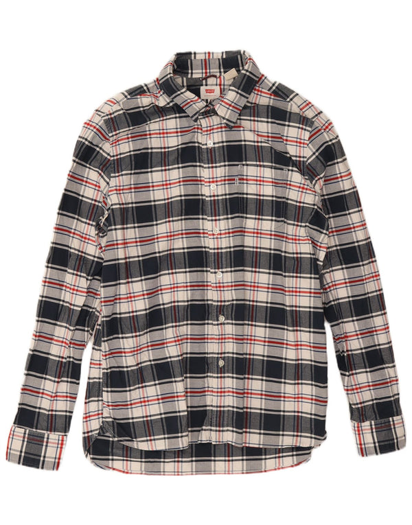Camicia da uomo Levi's Large in cotone a quadri blu navy