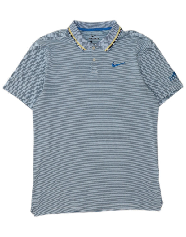 Polo Nike da uomo Dri Fit piccola in poliestere a righe blu