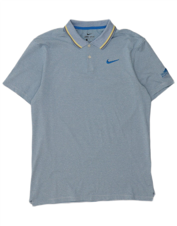Polo Nike da uomo Dri Fit piccola in poliestere a righe blu