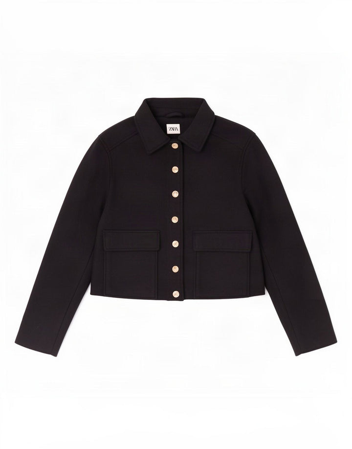 Giubbotto bomber corto da donna Zara UK 10 piccolo poliestere blu navy