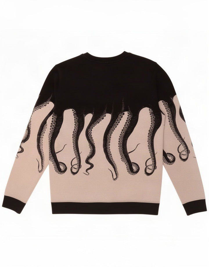 Octopus Felpa da uomo Maglione Medium Black Colourblock Cotton