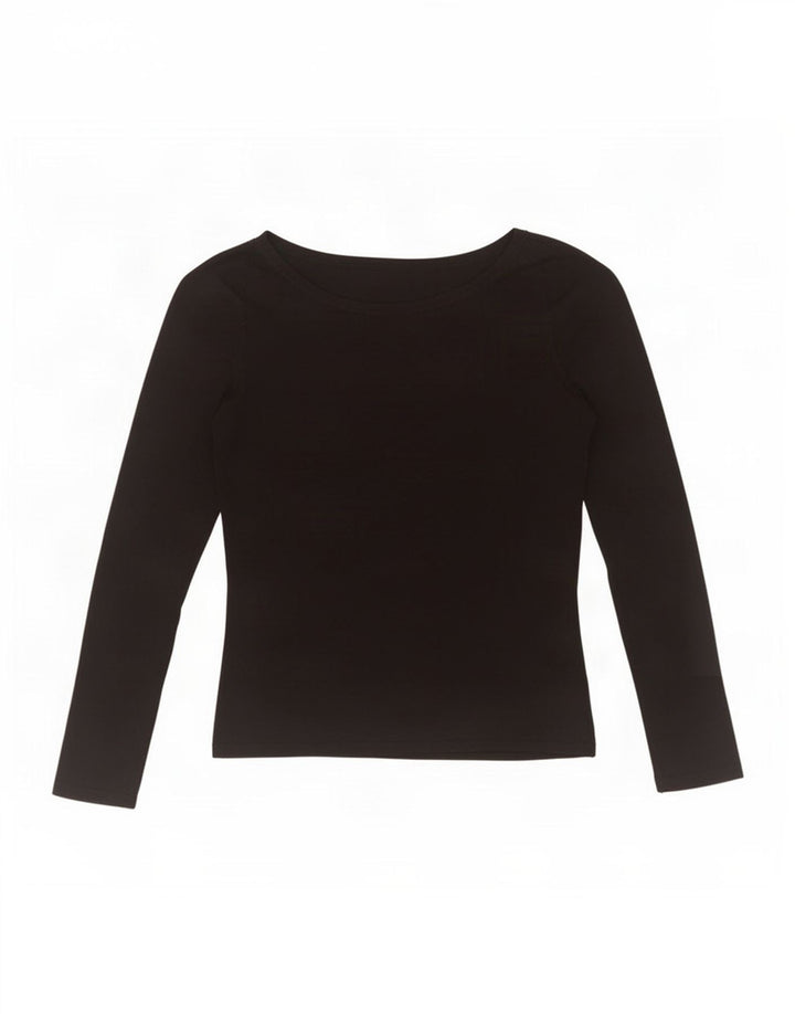 Top corto da donna Zara a maniche lunghe UK 12 medio rayon nero