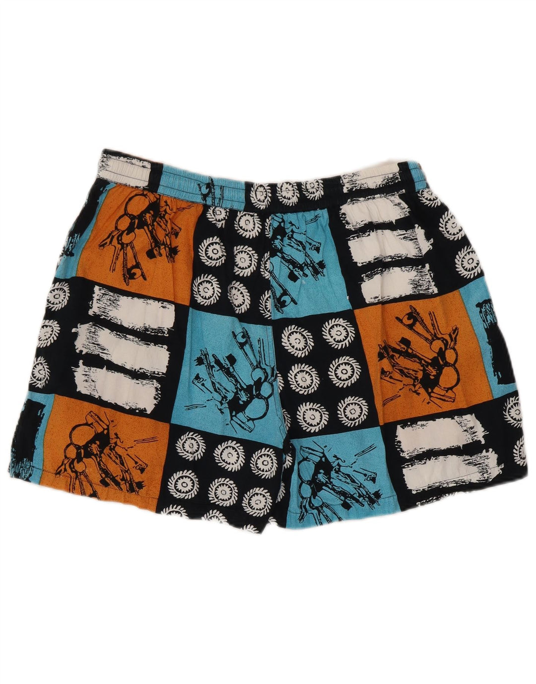Pantaloncini vintage da uomo grandi W36 patchwork multicolore