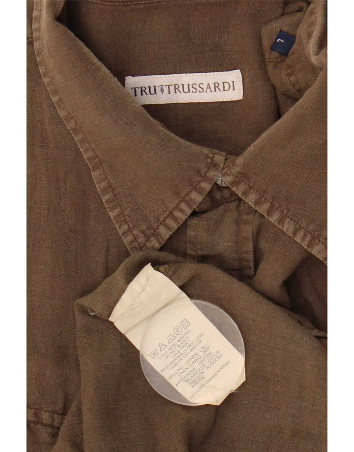 Camicia Trussardi Uomo Large Lino Kaki