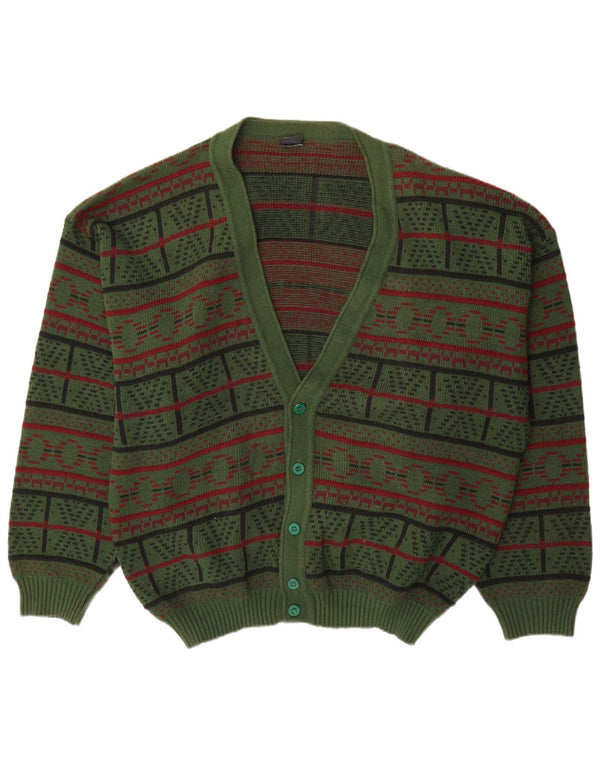 Maglione cardigan da uomo Mr. Forrest XL verde geometrico