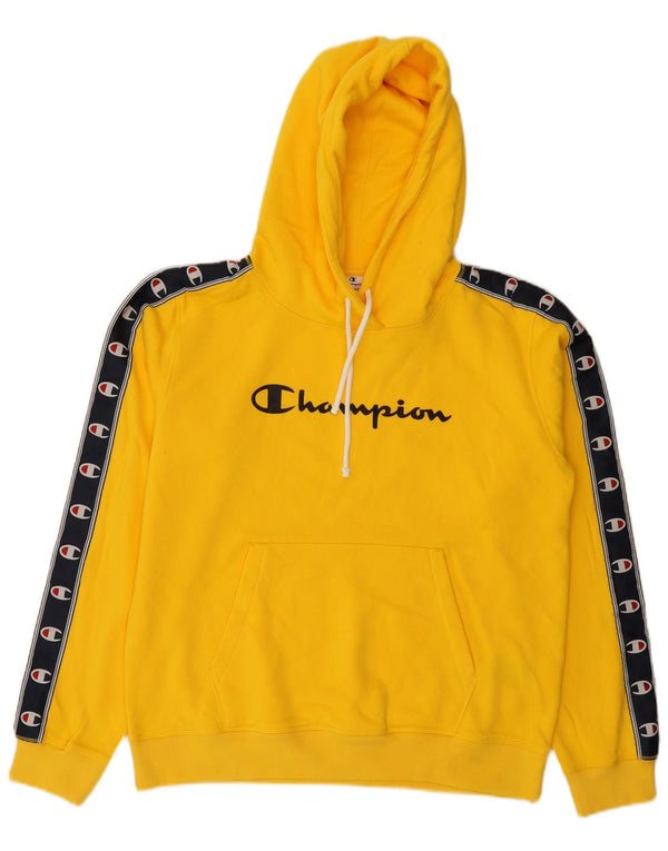 Felpa con cappuccio grafica da uomo Champion, grande, cotone color block giallo