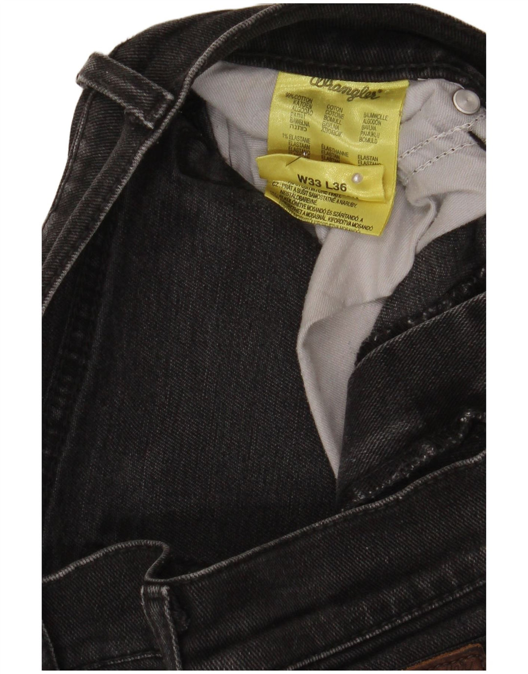 Jeans dritti da uomo Wrangler W33 L36 cotone nero