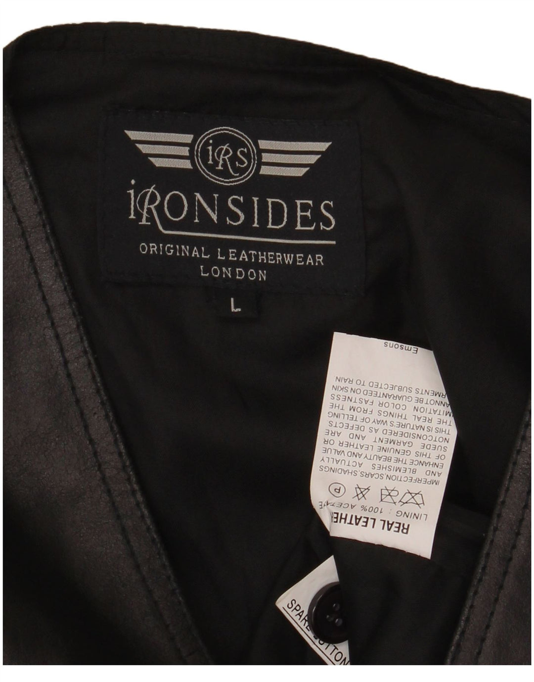 IRONSIDES Gilet in pelle da uomo grande in pelle nera