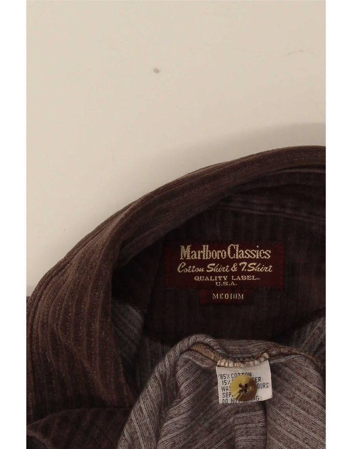 Camicia pullover in velluto a coste da uomo Marlboro Classics in cotone marrone medio