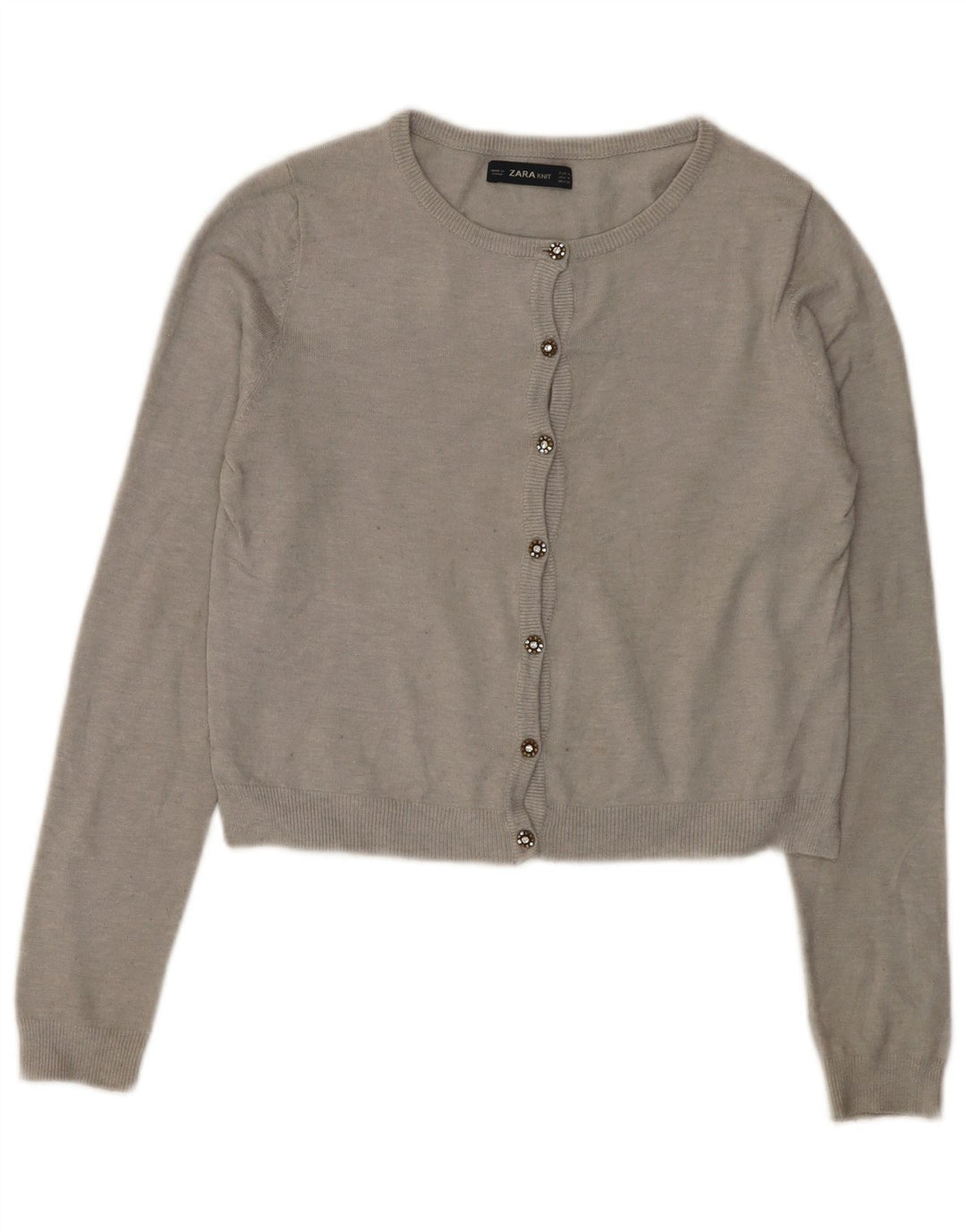 Maglione cardigan corto da donna Zara UK 12 Grigio medio