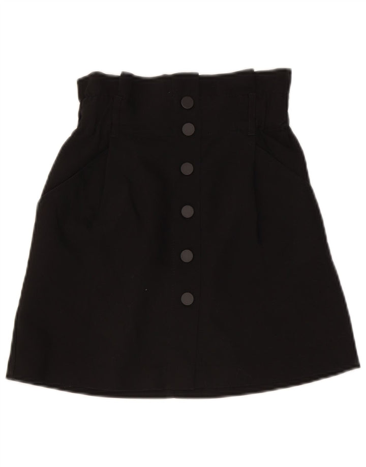 Minigonna a vita alta da donna Zara XS W24 poliestere nero