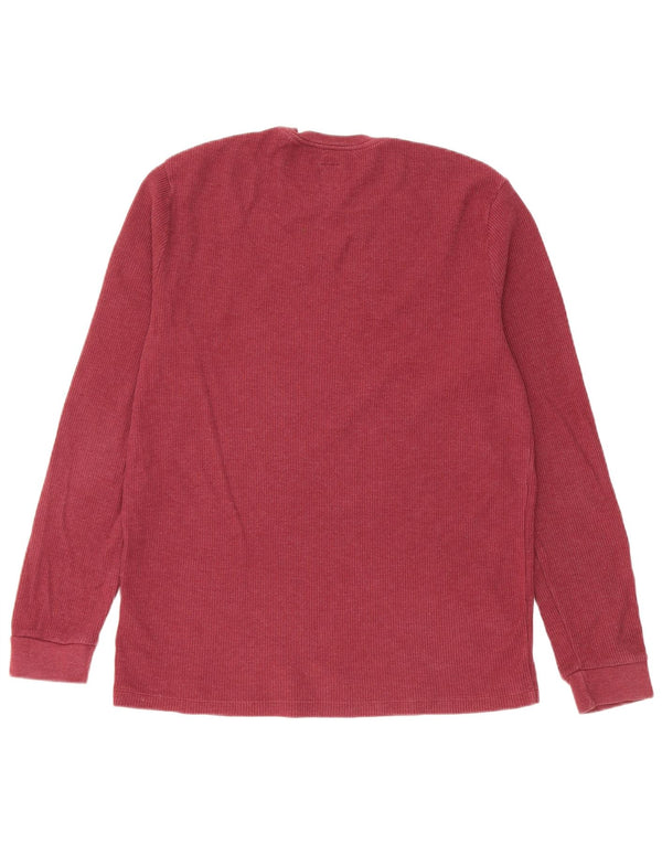 Jack Wills Top da uomo a maniche lunghe in cotone bordeaux medio