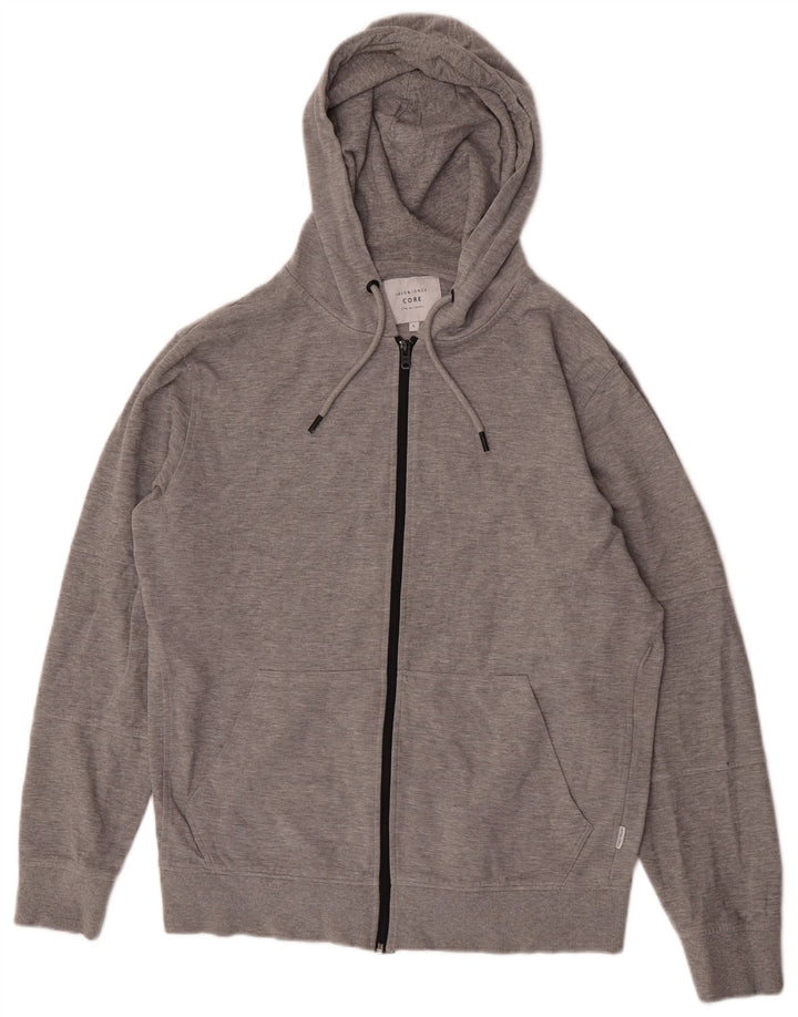 Maglione con cappuccio e zip da uomo Jack & Jones grande in cotone grigio
