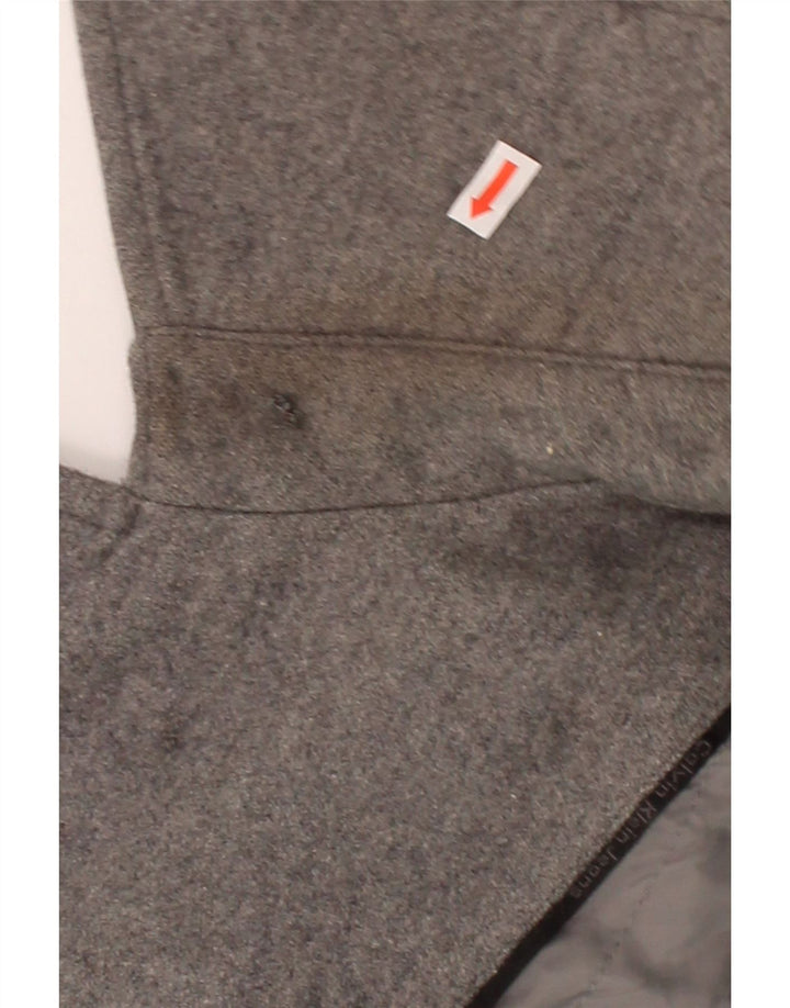 CALVIN KLEIN Mens Double Breasted Overcoat UK 44 2XL Grey