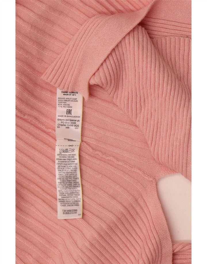 Maglione cardigan aperto lungo da donna Marks & Spencer UK 14 Rosa medio