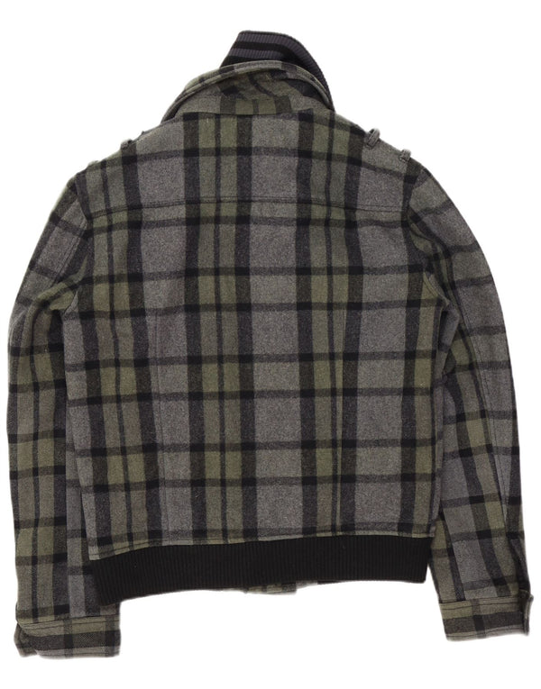 Giubbotto bomber vintage da uomo UK 40 in lana a quadri grigi grandi