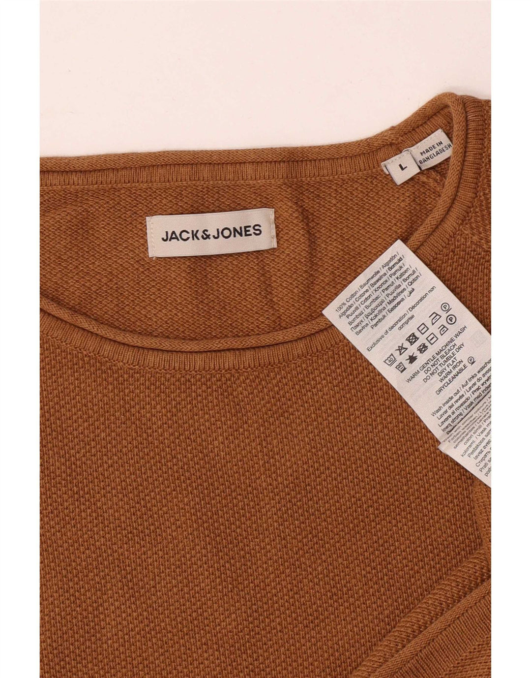 Maglione maglione girocollo da uomo Jack & Jones grande cotone marrone